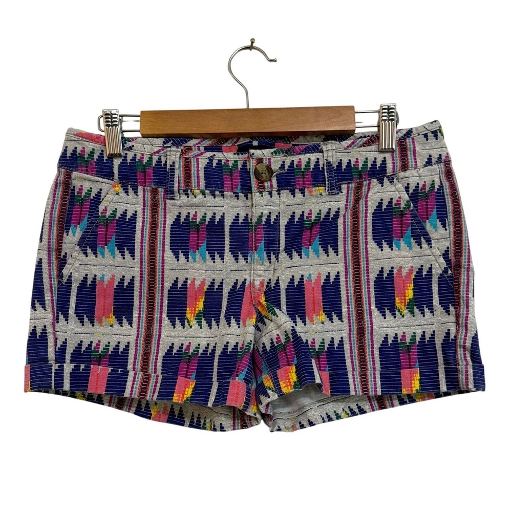 American Eagle‎ Women Midi Shorts 8 Multicolor Ikat Geometric Boho Festival West